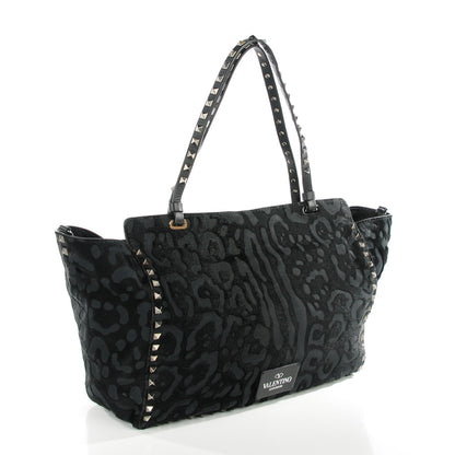 Valentino Garavani Calf Hair Cavino Etched Rockstud Tote Black 5 of 16