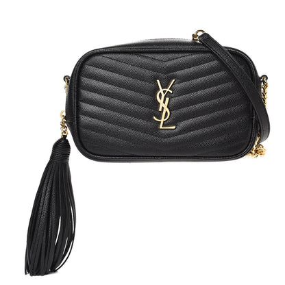Saint Laurent Grain De Poudre Matelasse Monogram Mini Lou Camera Bag Black 2 of 10