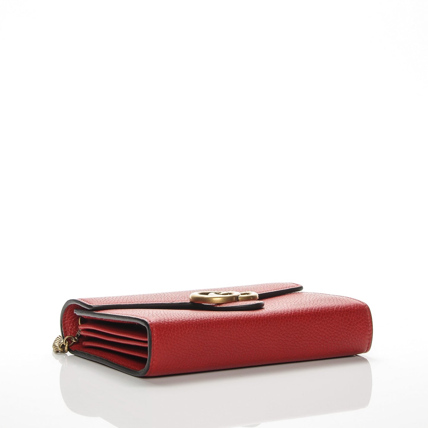 Calfskin GG Marmont Chain Wallet Vulcanic Red
