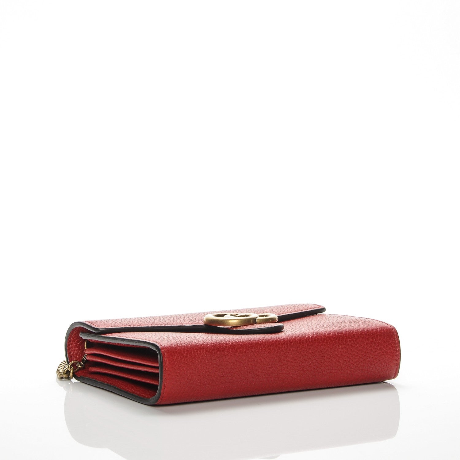 Gucci Calfskin GG Marmont Chain Wallet Vulcanic Red 4 of 7