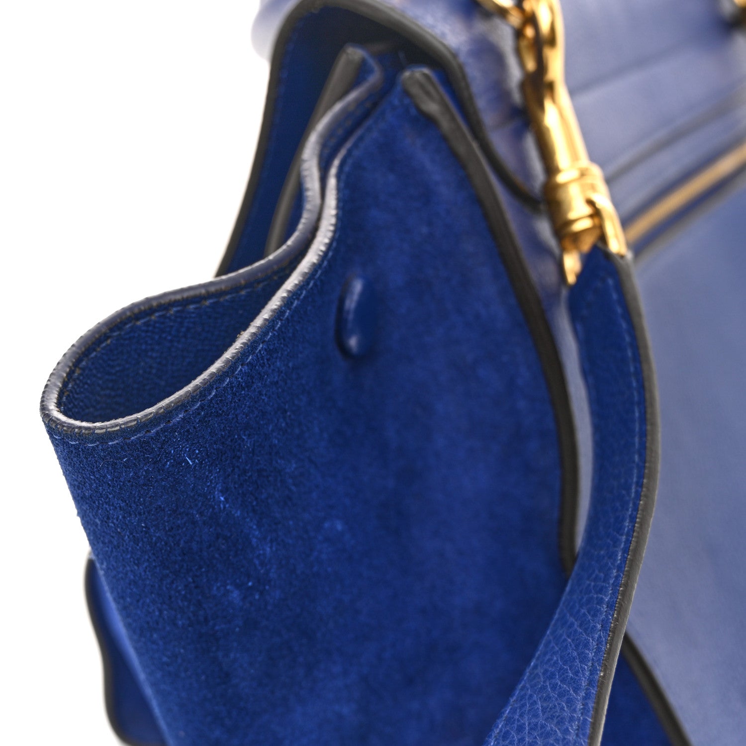 Celine Drummed Calfskin Suede Small Trapeze Indigo 15 of 16