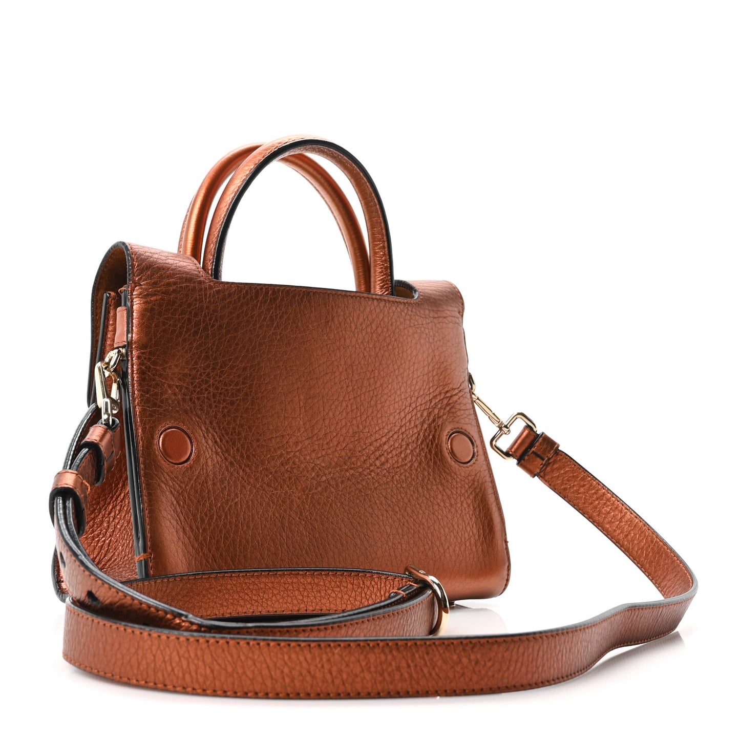 Metallic Grained Calfskin Mini Diorever Flap Orange