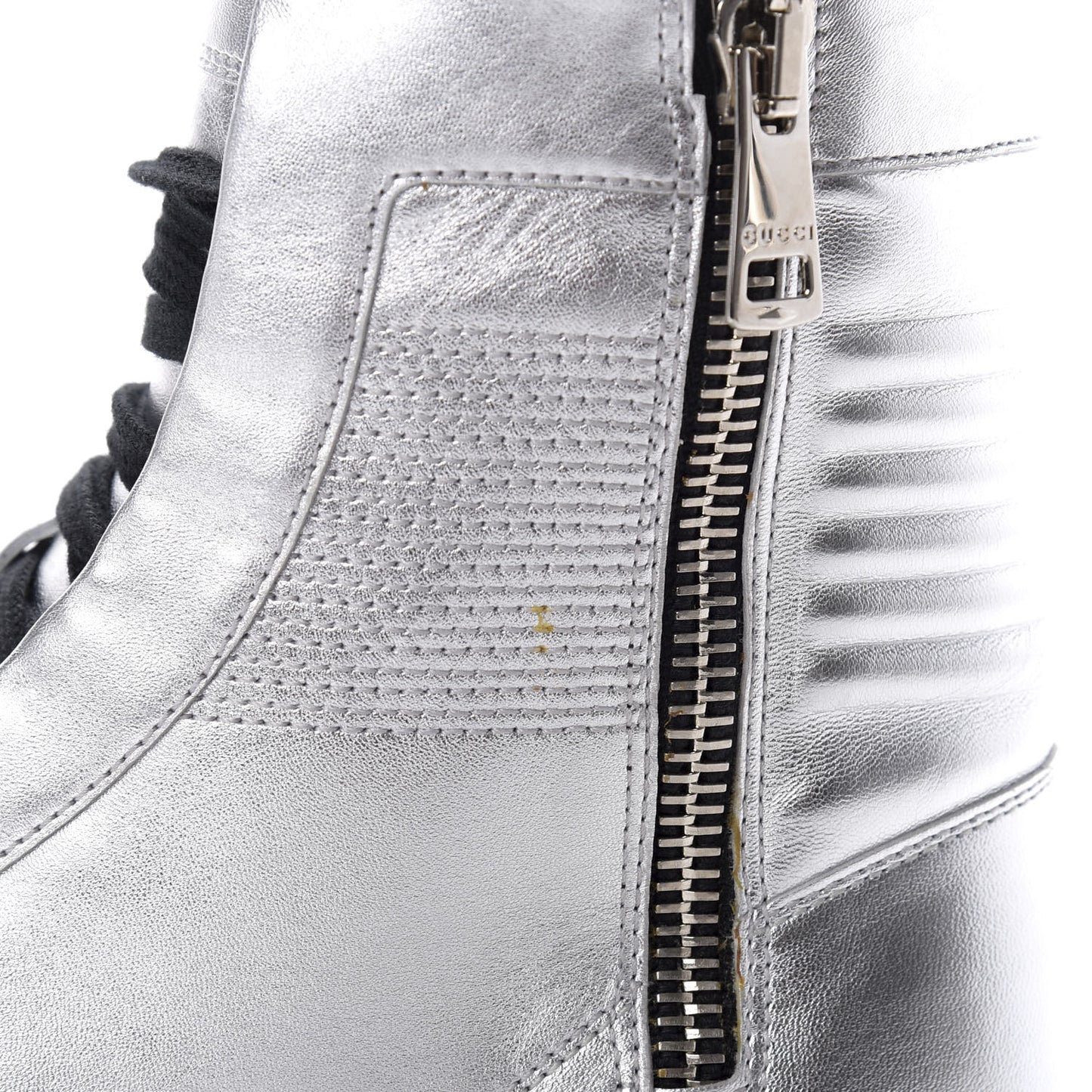 Metallic Nappa Silk Grosgrain Mens High Top Sneakers 9 Silver