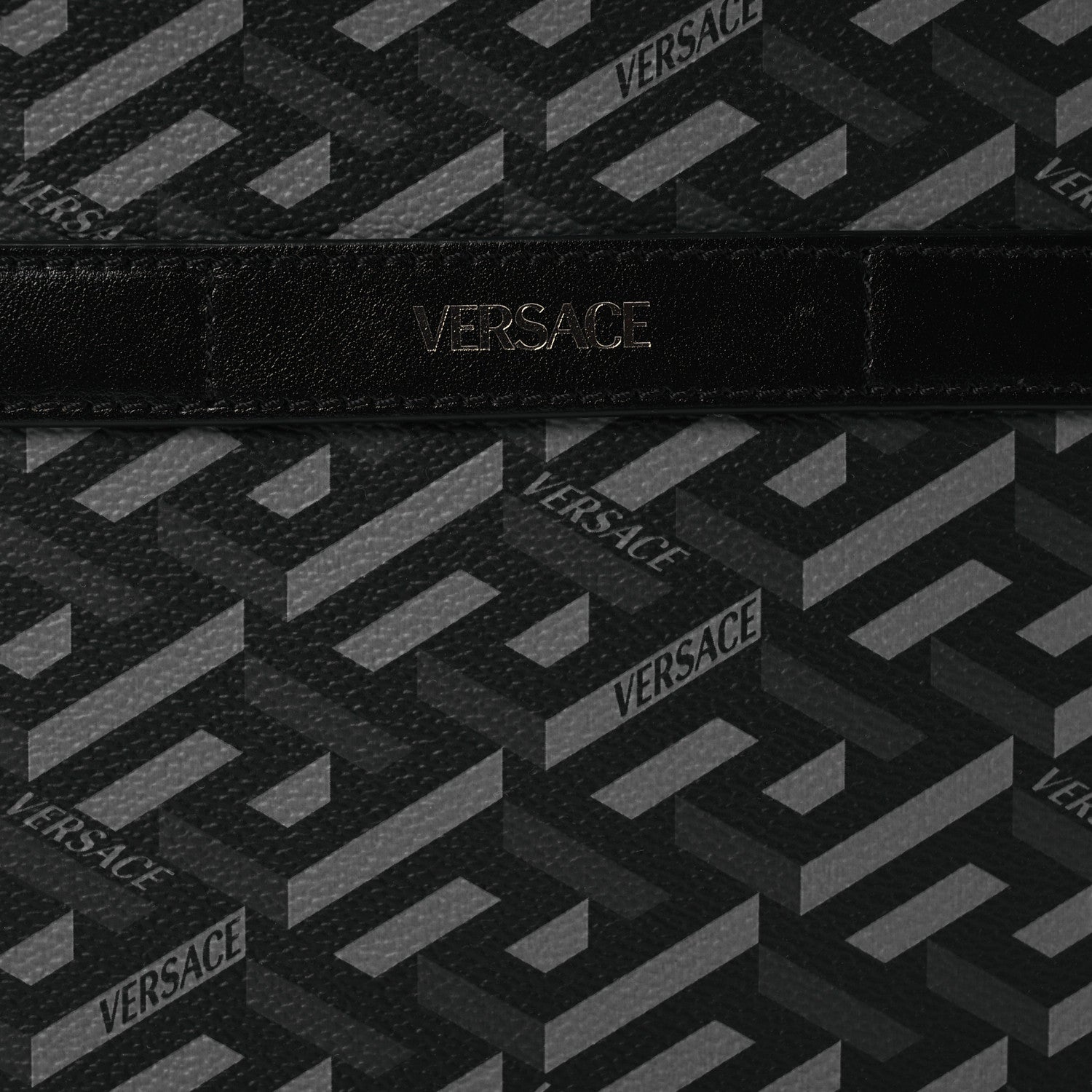 Versace Coated Canvas La Greca Signature Messenger Bag Black Gray 7 of 11