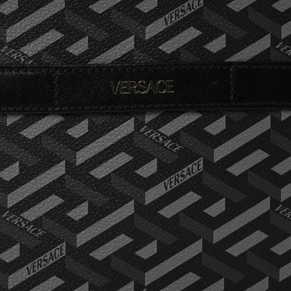 Versace Coated Canvas La Greca Signature Messenger Bag Black Gray 7 of 11