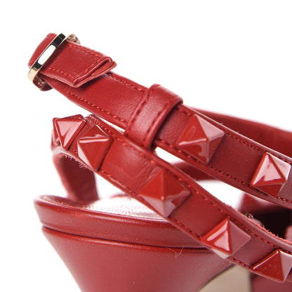 Valentino Garavani Calfskin Lacquered Monochrome Rockstud Ankle Strap 100mm Pumps 38 Rosso Valentino 8 of 9
