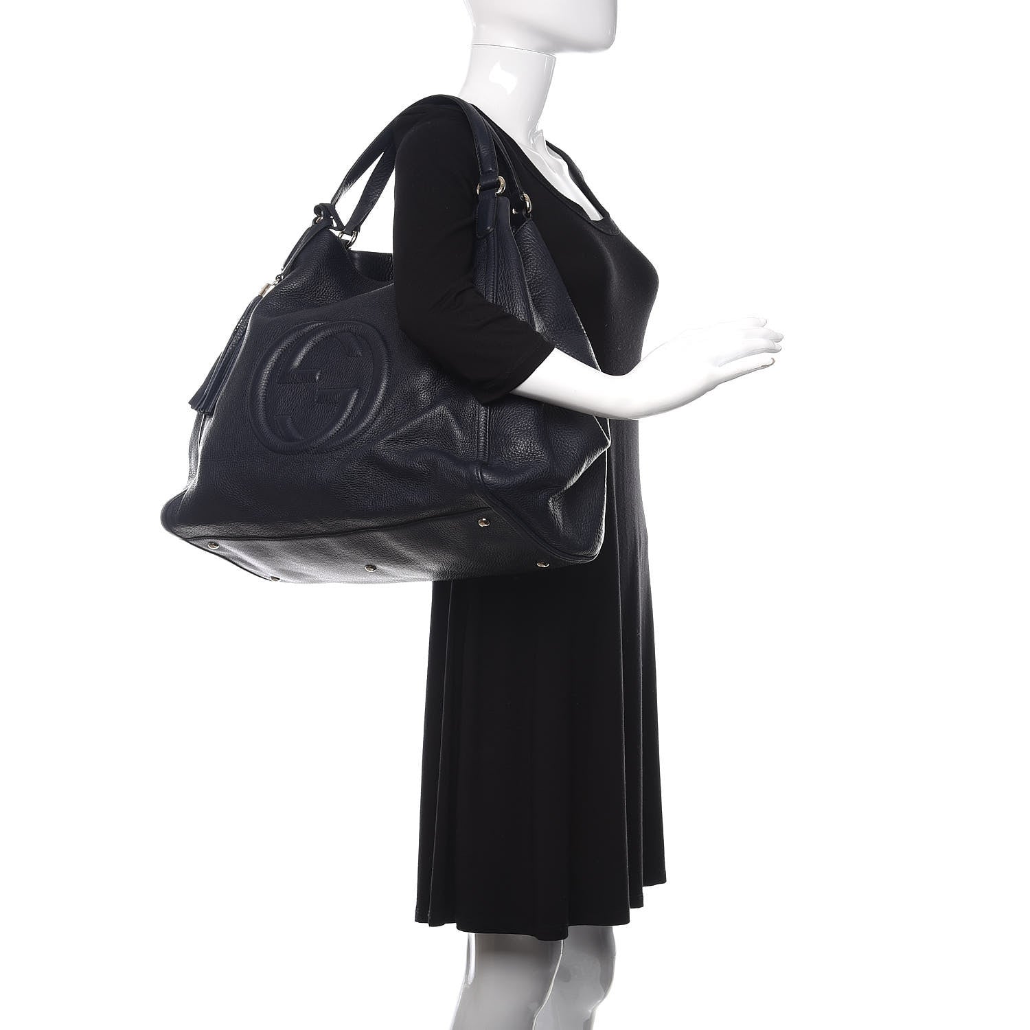 Gucci Pebbled Calfskin Large Soho Shoulder Bag Blue 2 of 10