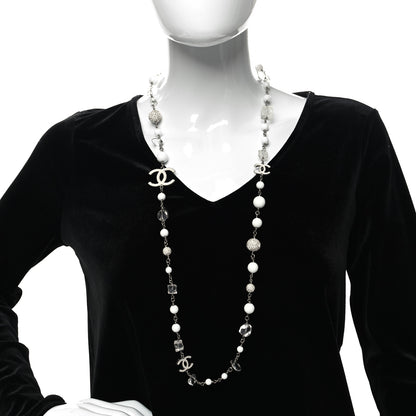 Chanel Crystal Bead CC Long Necklace White 2 of 5