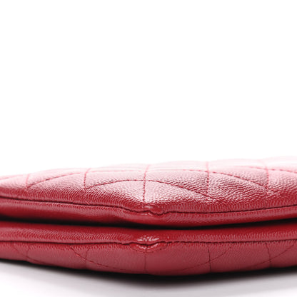 Chanel Caviar Quilted Large Zipped Clutch Red 8 of 10