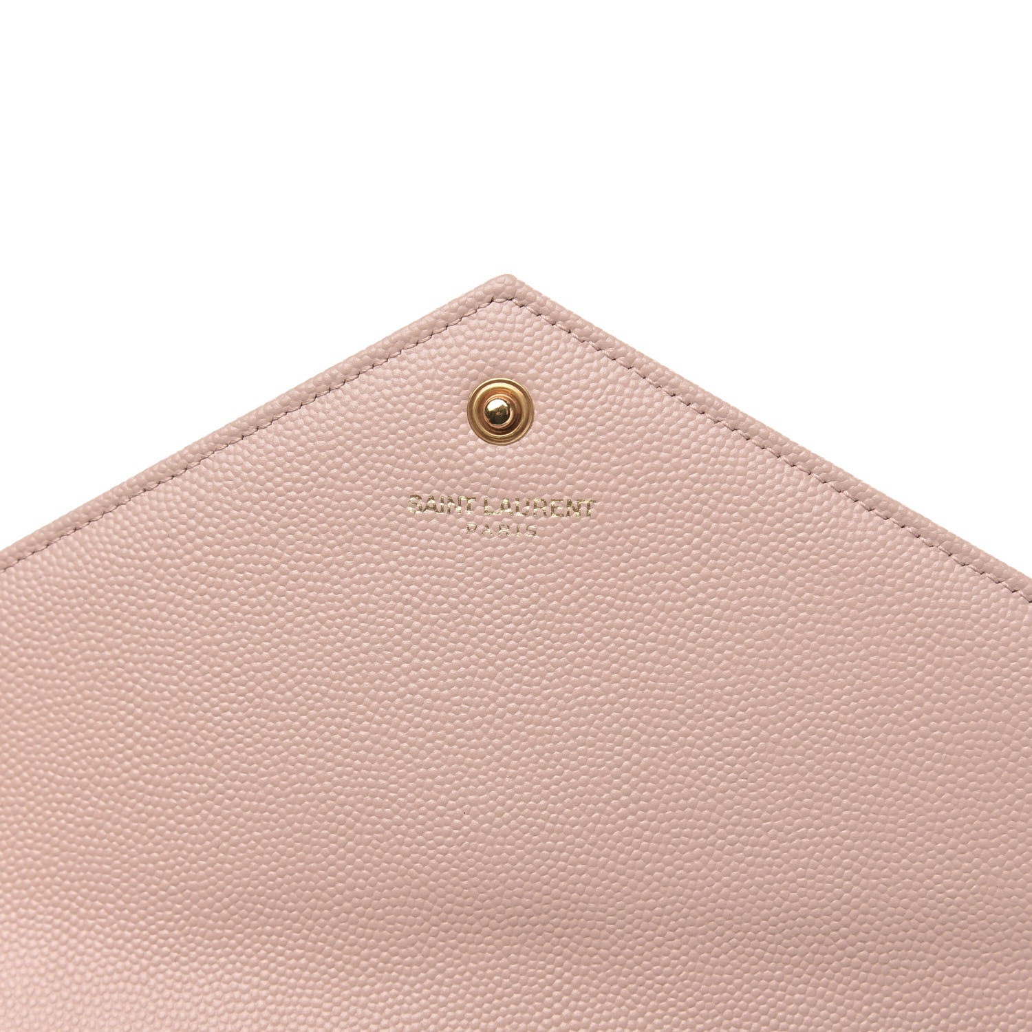 Saint Laurent Grain De Poudre Matelasse Chevron Monogram Chain Wallet Pale Blush 6 of 9