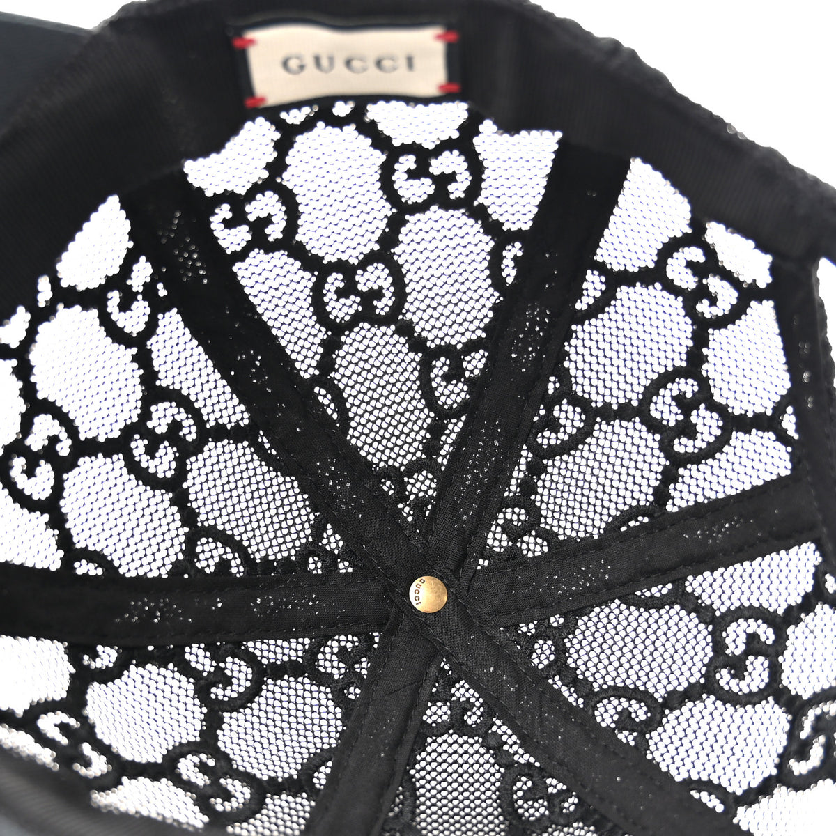 Gucci Mesh GG Monogram Shivali Baseball Hat S Black 7 of 9