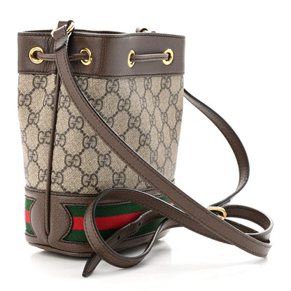 Gucci GG Supreme Monogram Web Mini Ophidia Bucket Bag Brown 3 of 11