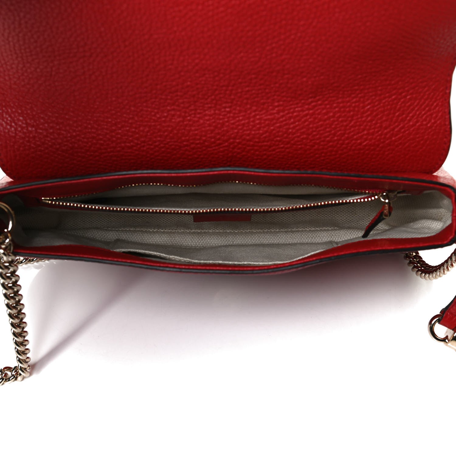 Gucci Pebbled Calfskin Medium Soho Flap Crossbody Vibrant Red 4 of 10