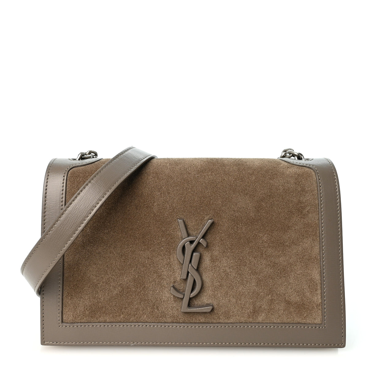Saint Laurent Suede Monogram Book Bag Grey 1 of 9