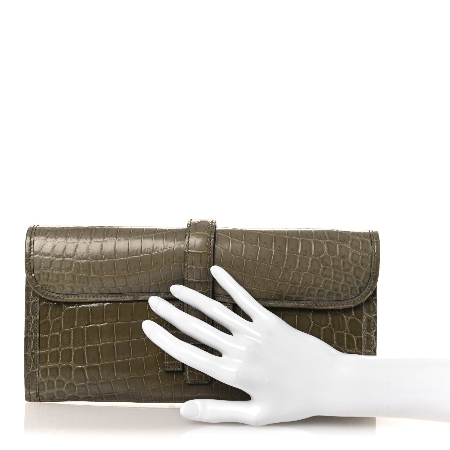 Hermes Shiny Niloticus Crocodile Jige Elan 29 Clutch Gris Tourterelle 2 of 13