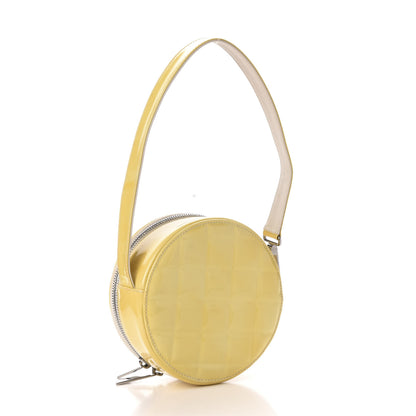 Chanel Patent Quilted CC Chocolate Bar Round Shoulder Bag Yellow 3 of 14