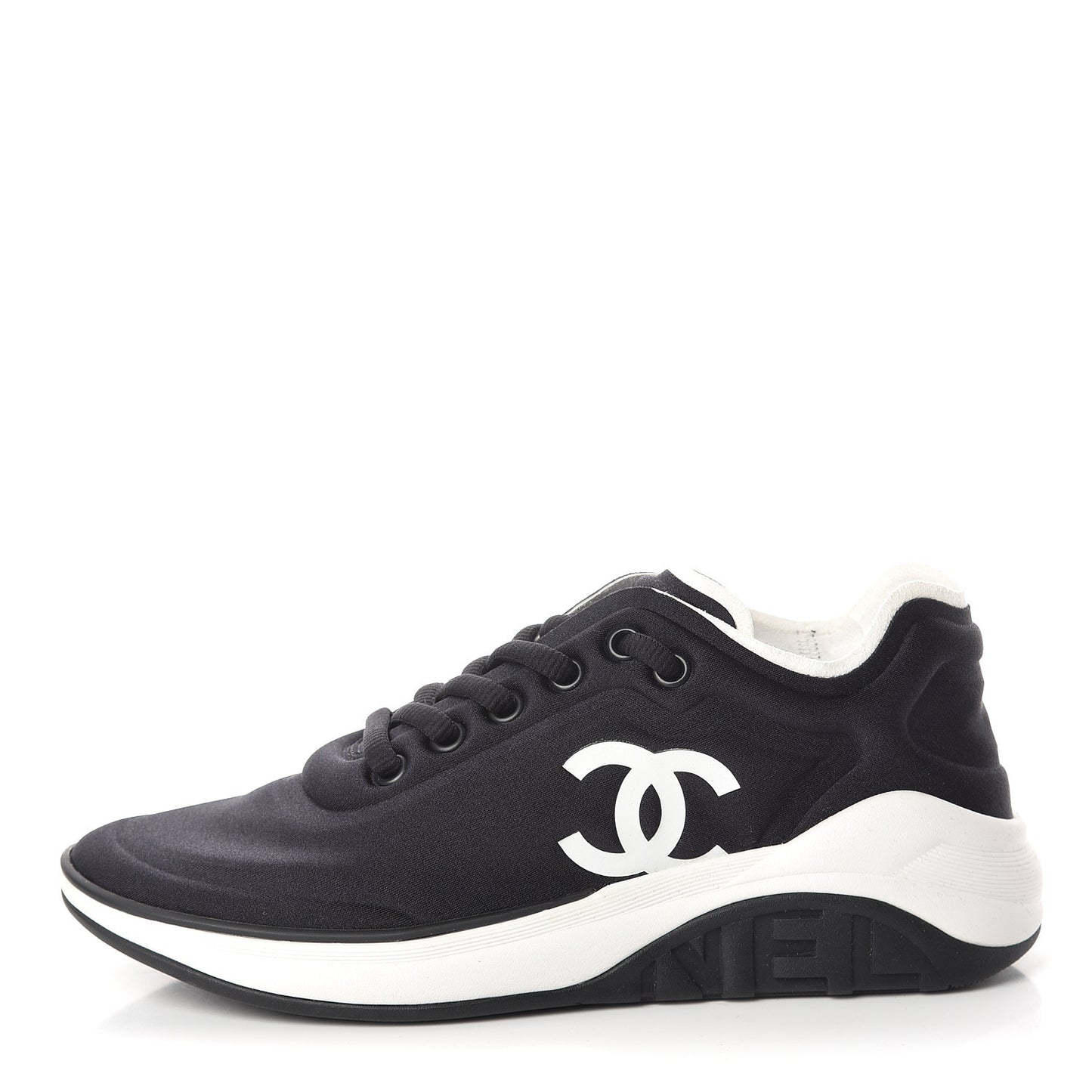 Calfskin Mesh Lycra Sneakers 35.5 Black