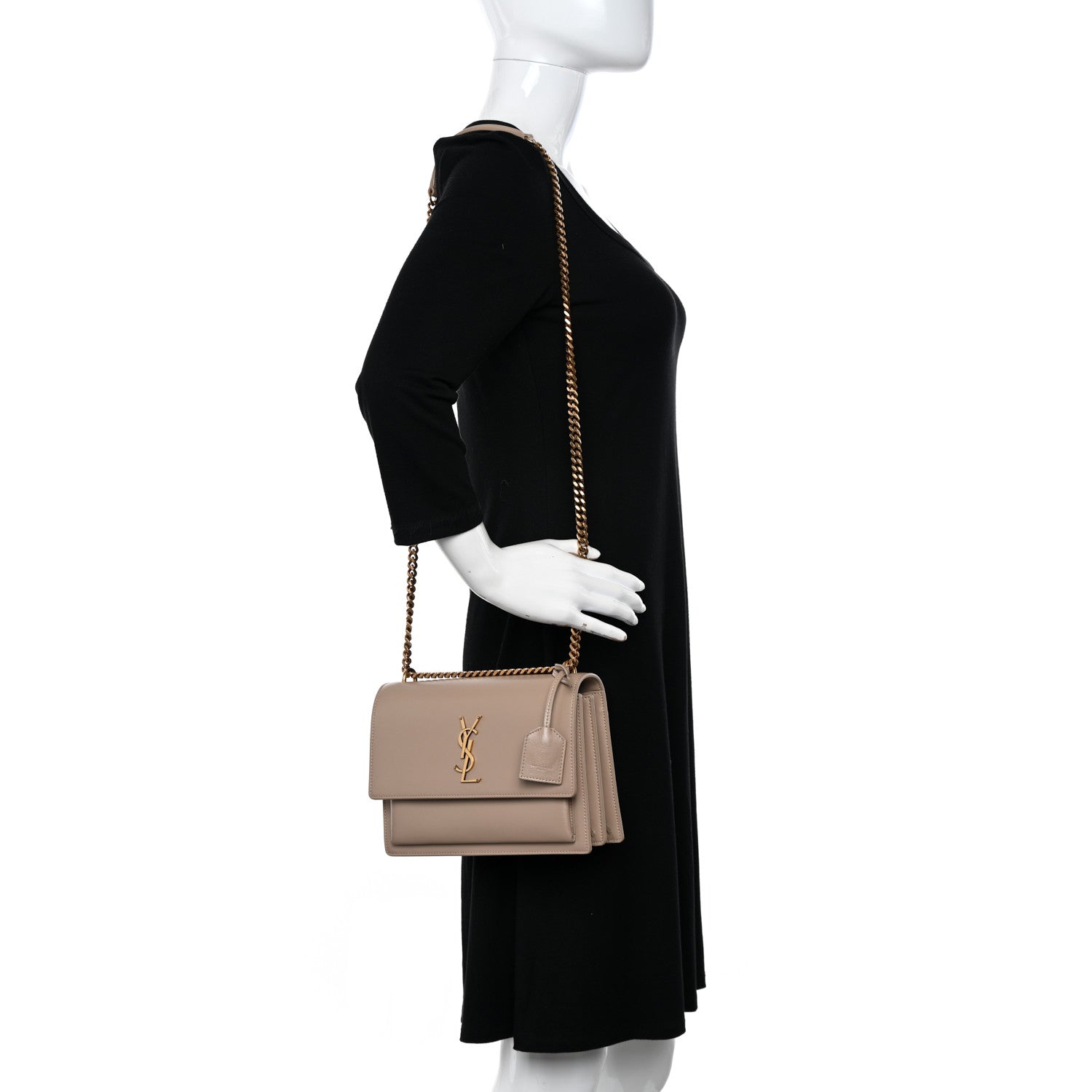 Saint Laurent Calfskin Medium Monogram Sunset Dark Beige 2 of 12