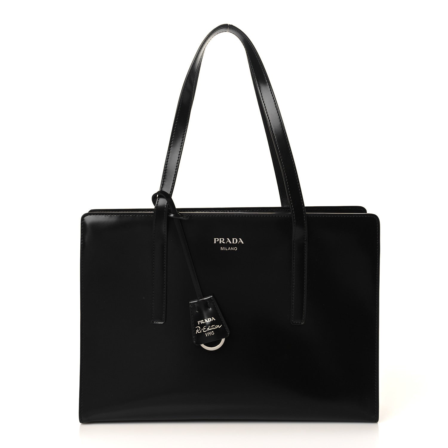 Prada Spazzolato Medium Re-Edition 1995 Double Handle Handbag Black 1 of 8