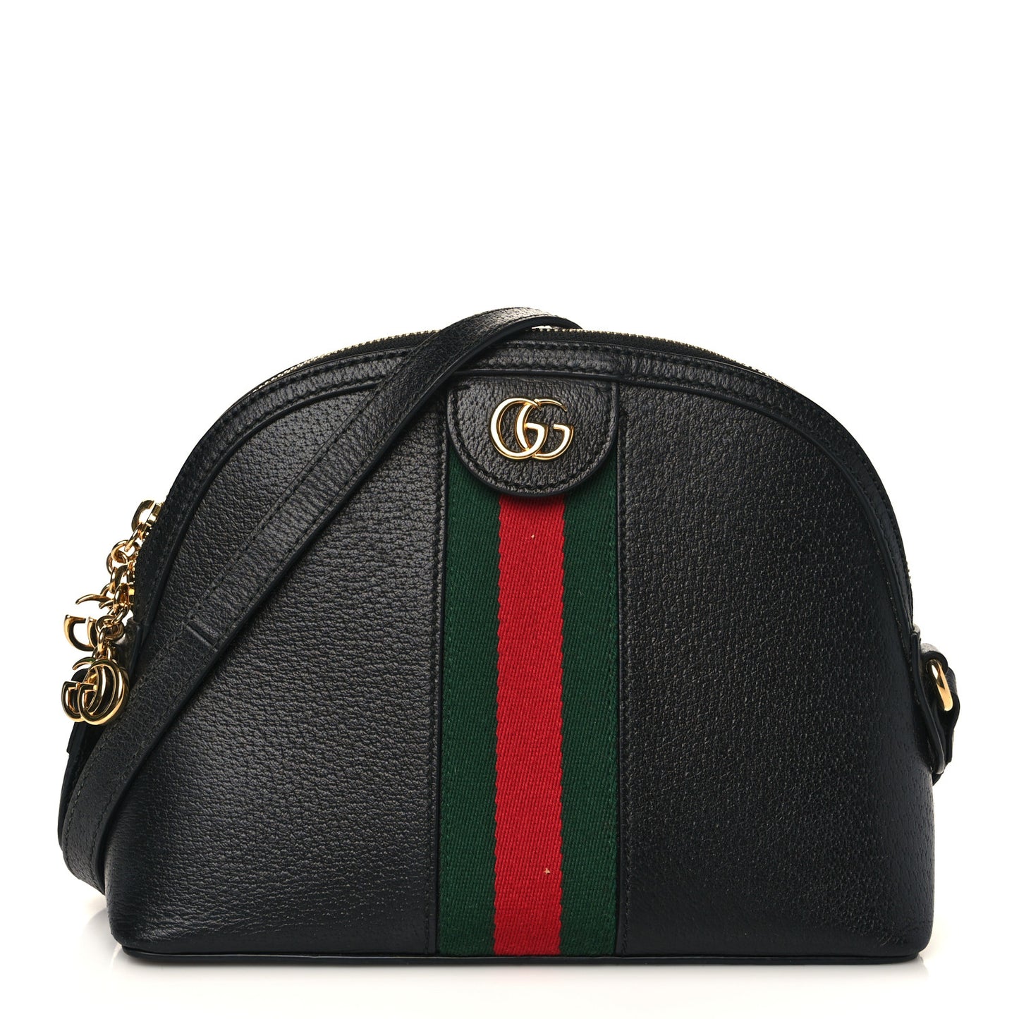 Calfskin GG Web Small Ophidia Dome Shoulder Bag Black