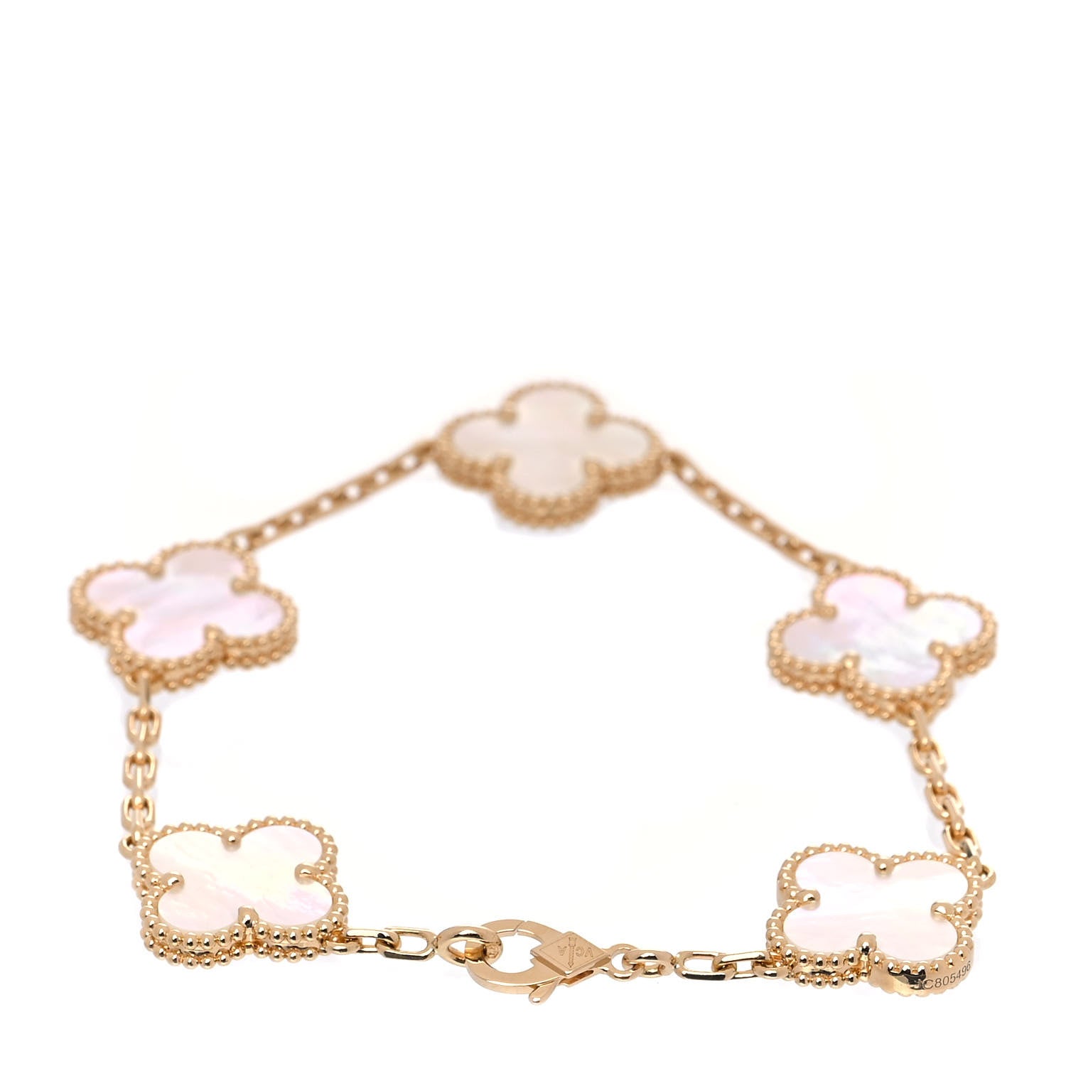 Van Cleef & Arpels 18K Yellow Gold Mother of Pearl 5 Motifs Vintage Alhambra Bracelet 3 of 8