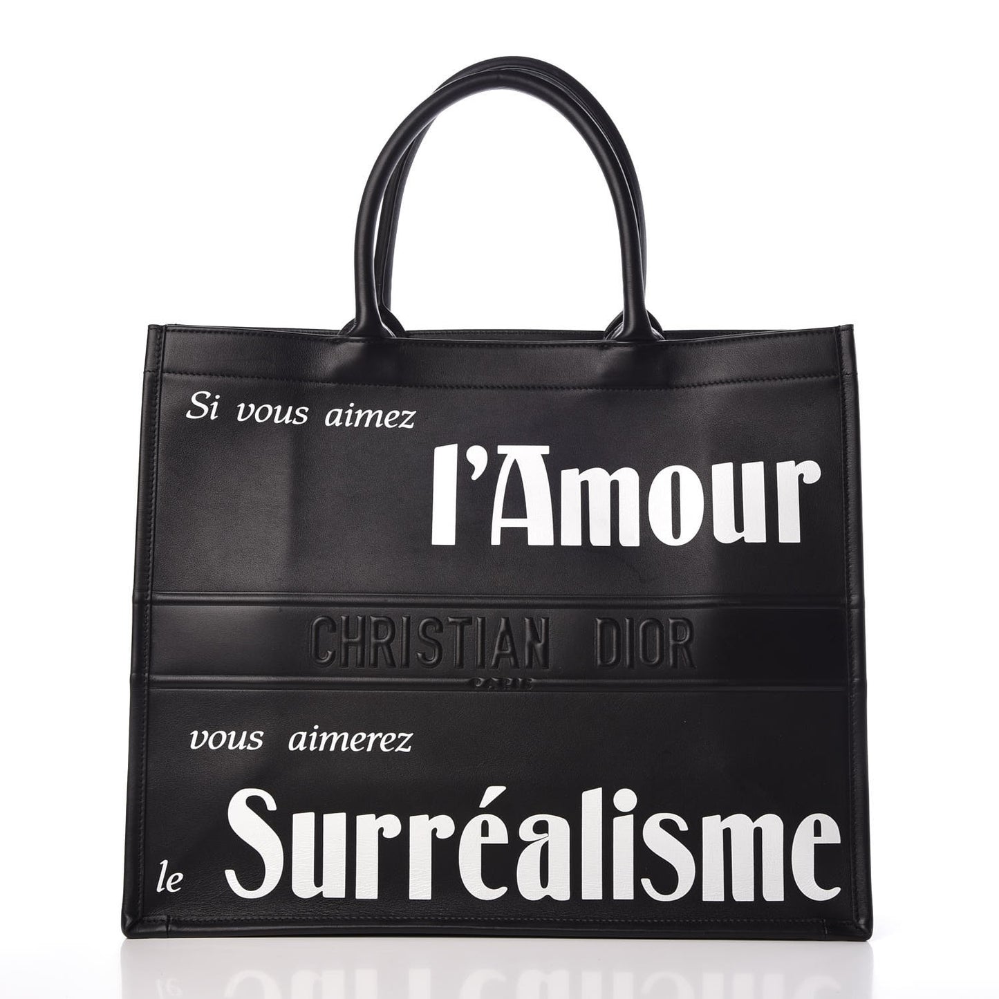 Calfskin Large Surrealism Book Tote Black