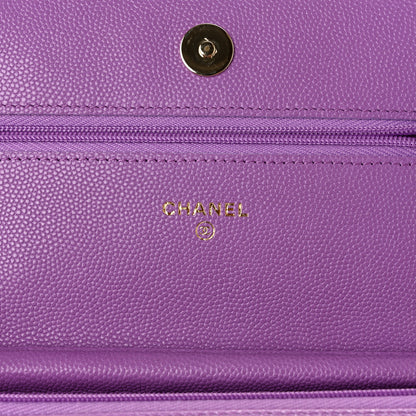 Chanel Caviar Quilted Wallet on Chain WOC Purple 6 of 13