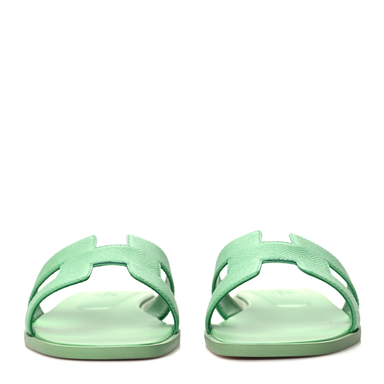 Hermes Epsom Oran Sandals 38 Vert Pomme 2 of 9