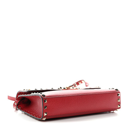 Valentino Garavani Pebbled Calfskin Medium Rockstud Flip Lock Crossbody Bag Red 4 of 9