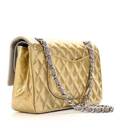 Chanel Striated Patent Quilted Medium Double Flap Gold 3 of 14
