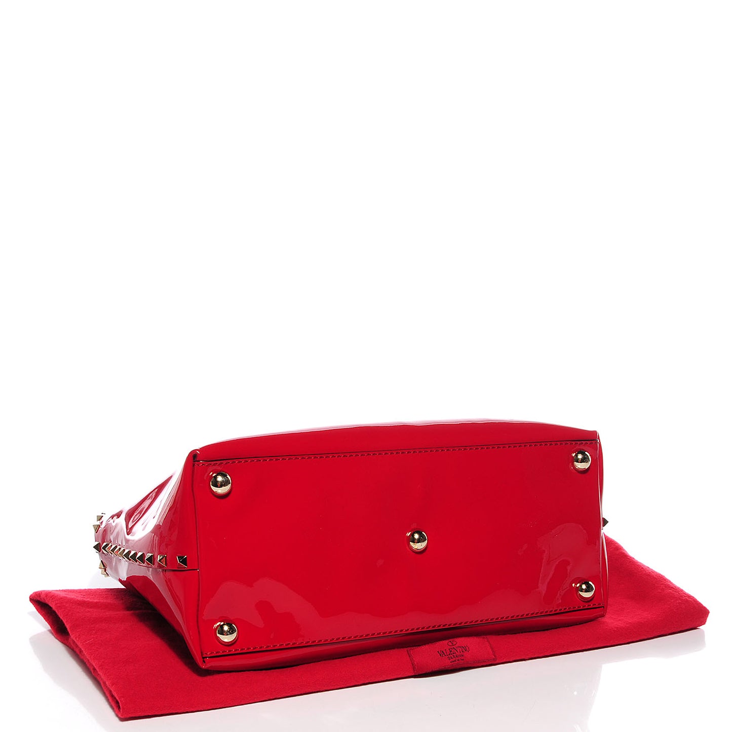 Patent Rockstud Dome Satchel Red