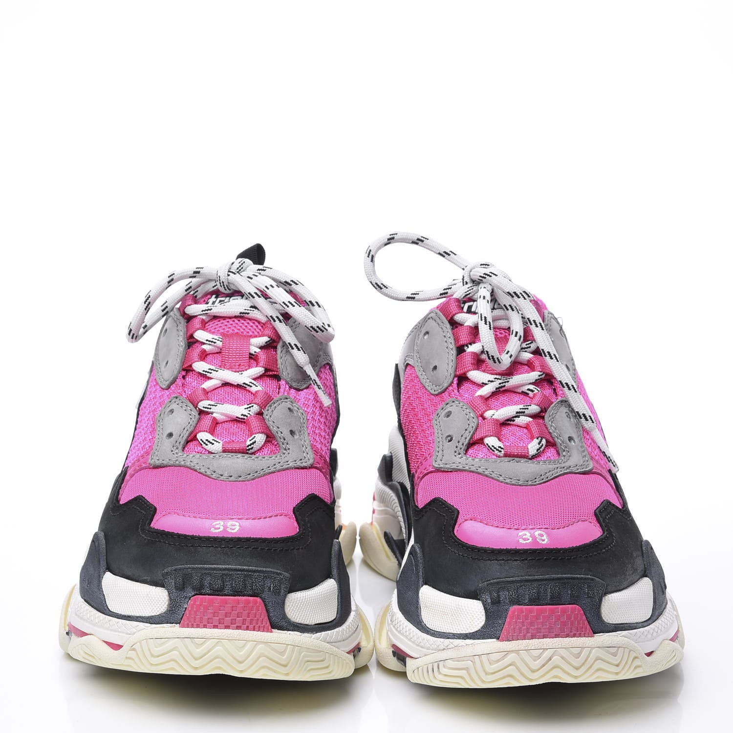 Balenciaga Fabric Mesh Womens Triple S Sneakers 39 Fluo Pink Grey White 2 of 8
