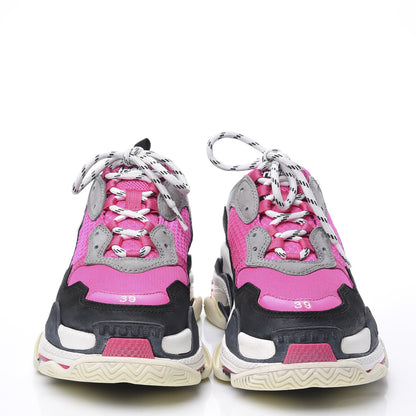 Balenciaga Fabric Mesh Womens Triple S Sneakers 39 Fluo Pink Grey White 2 of 8
