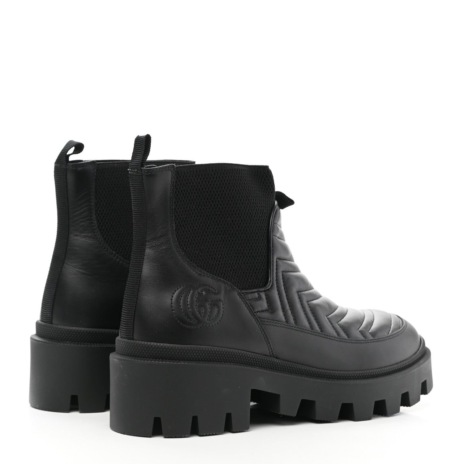 Gucci Calfskin Nappa Matelasse Frances Chelsea Boots 39 Black 4 of 9