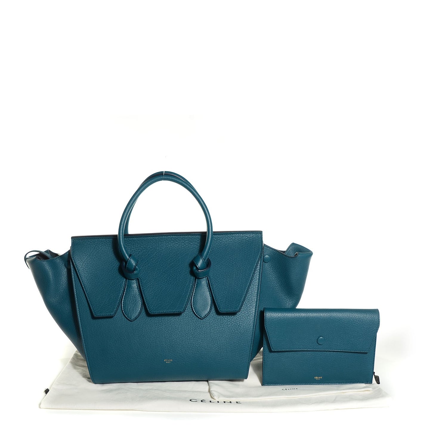 Crisped Calfskin Small Tie Knot Tote Metallic Blue