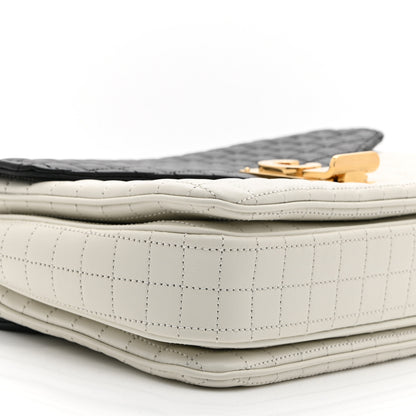 Celine Calfskin Quilted Medium C Bag Black White 10 of 11