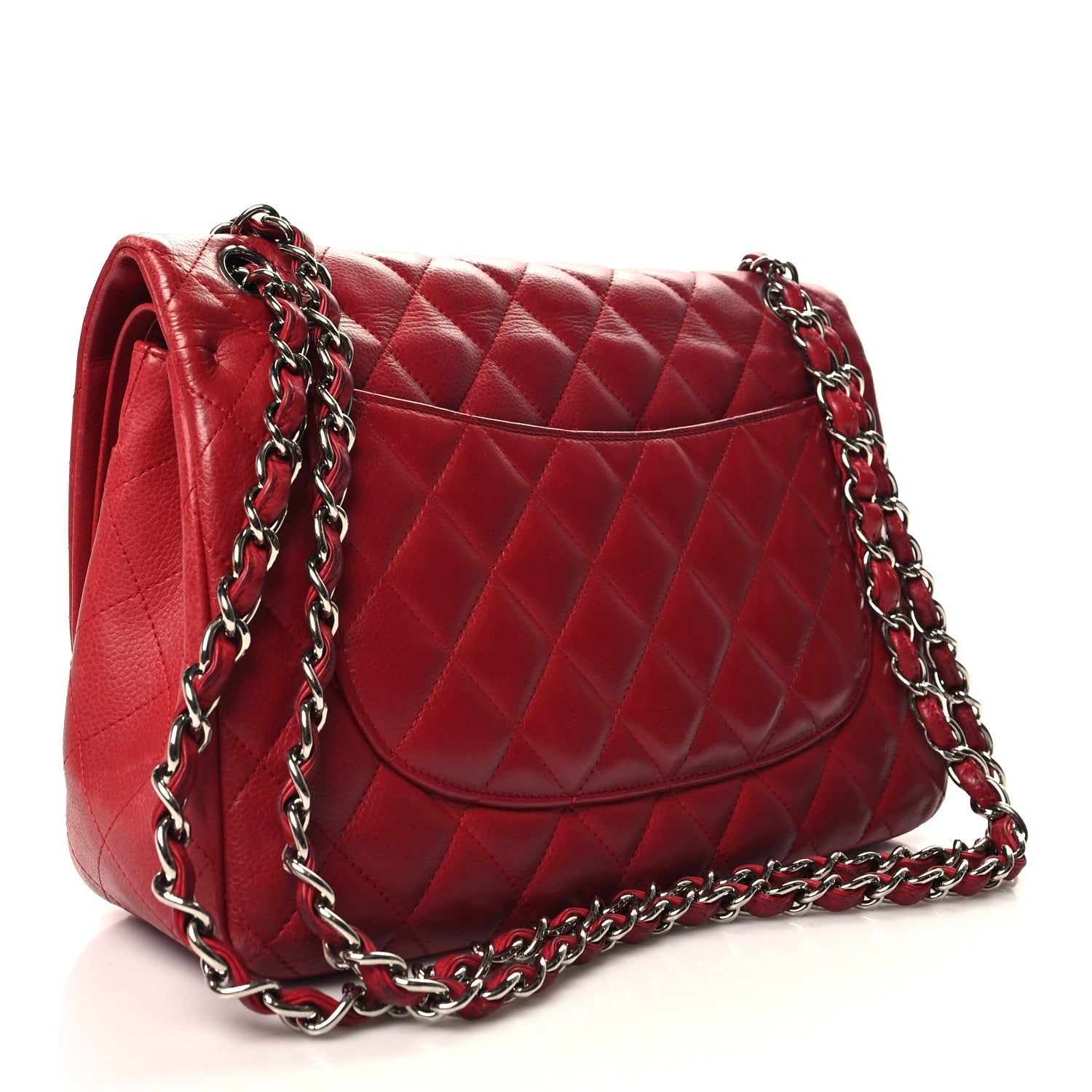 Chanel Caviar Quilted Jumbo Double Flap Red 3 of 17