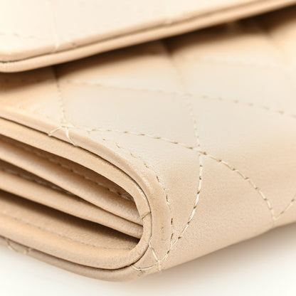 Chanel Lambskin Quilted Pearl My Shoulder Mini French Wallet On Chain WOC Light Beige 9 of 10