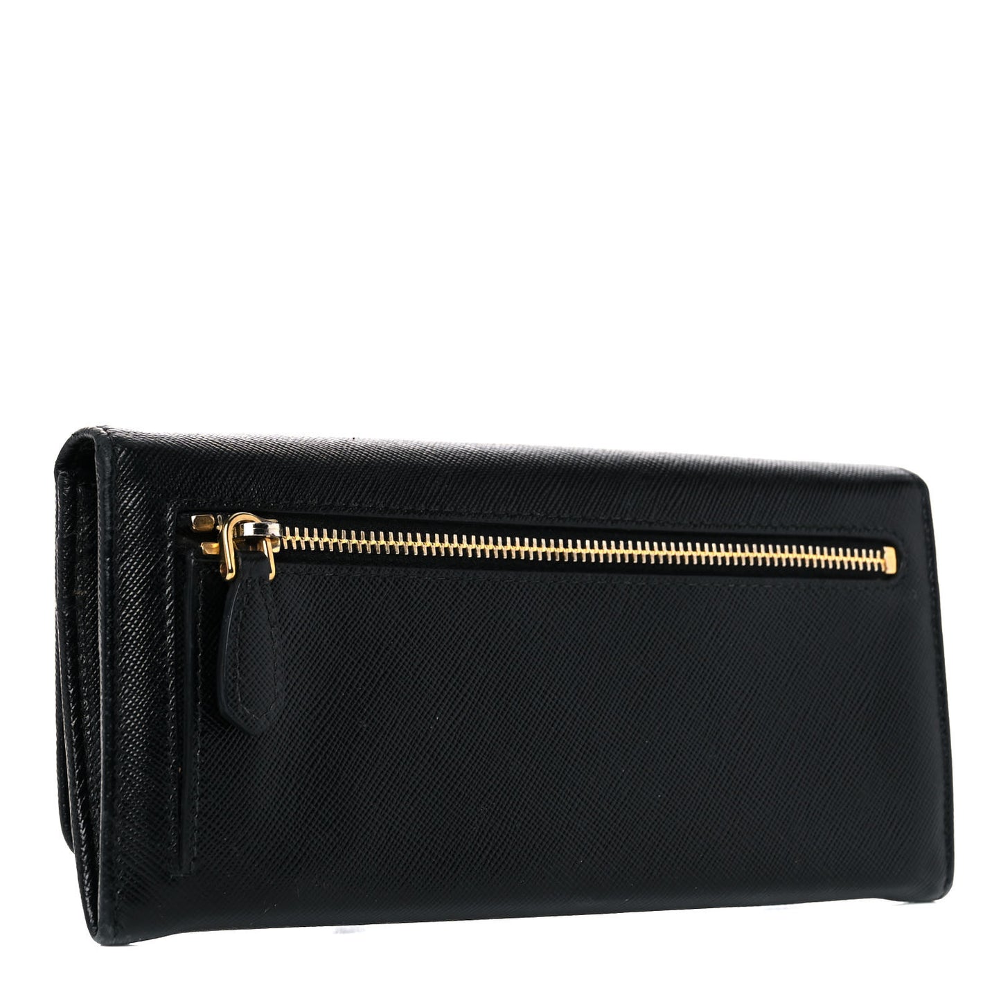 Saffiano Metal Continental Flap Wallet Black