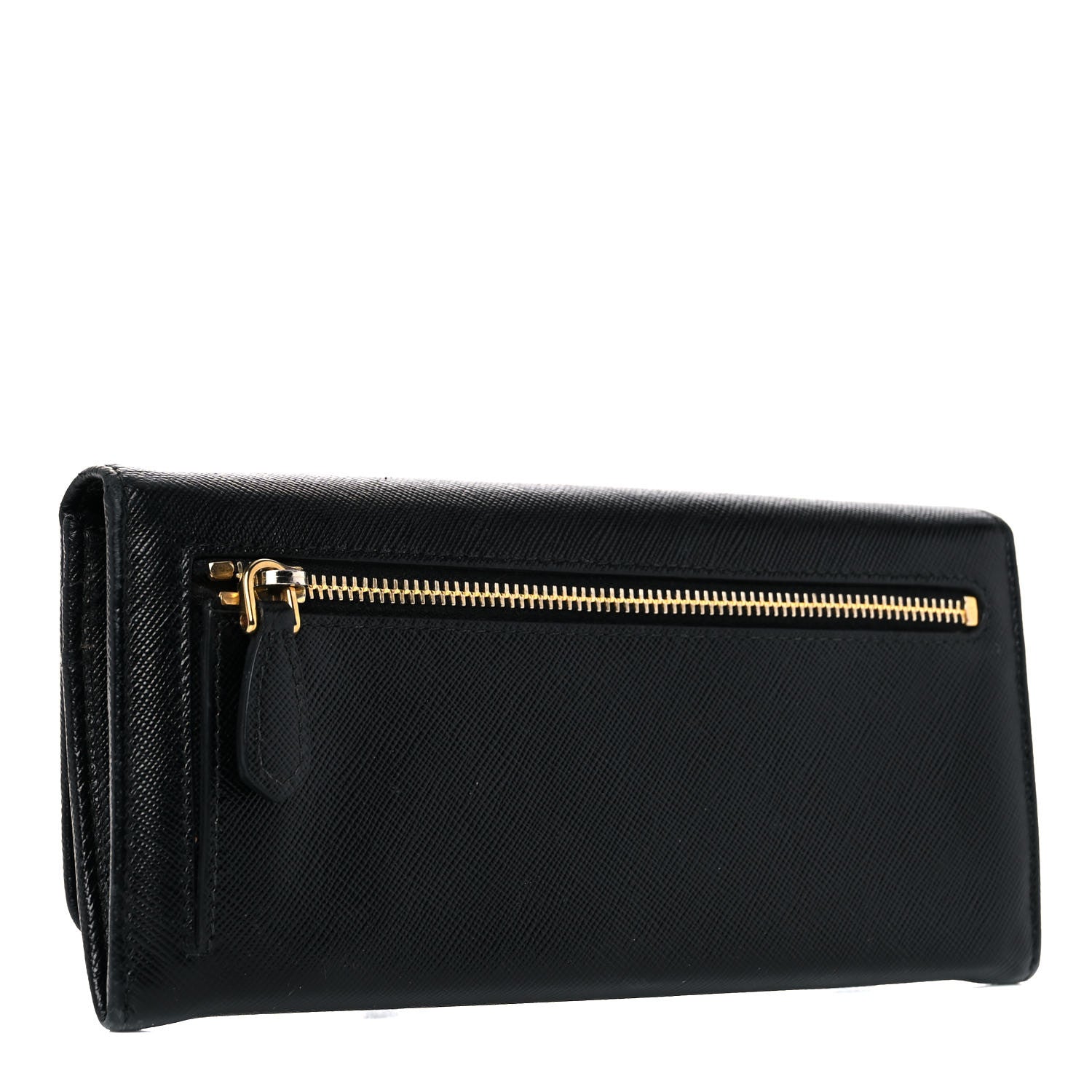 Prada Saffiano Metal Continental Flap Wallet Black 3 of 21