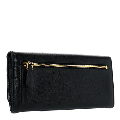 Prada Saffiano Metal Continental Flap Wallet Black 3 of 21