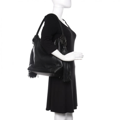 Christian Louboutin Empire Calf Spikes Fringe Eloise Hobo Black 2 of 10