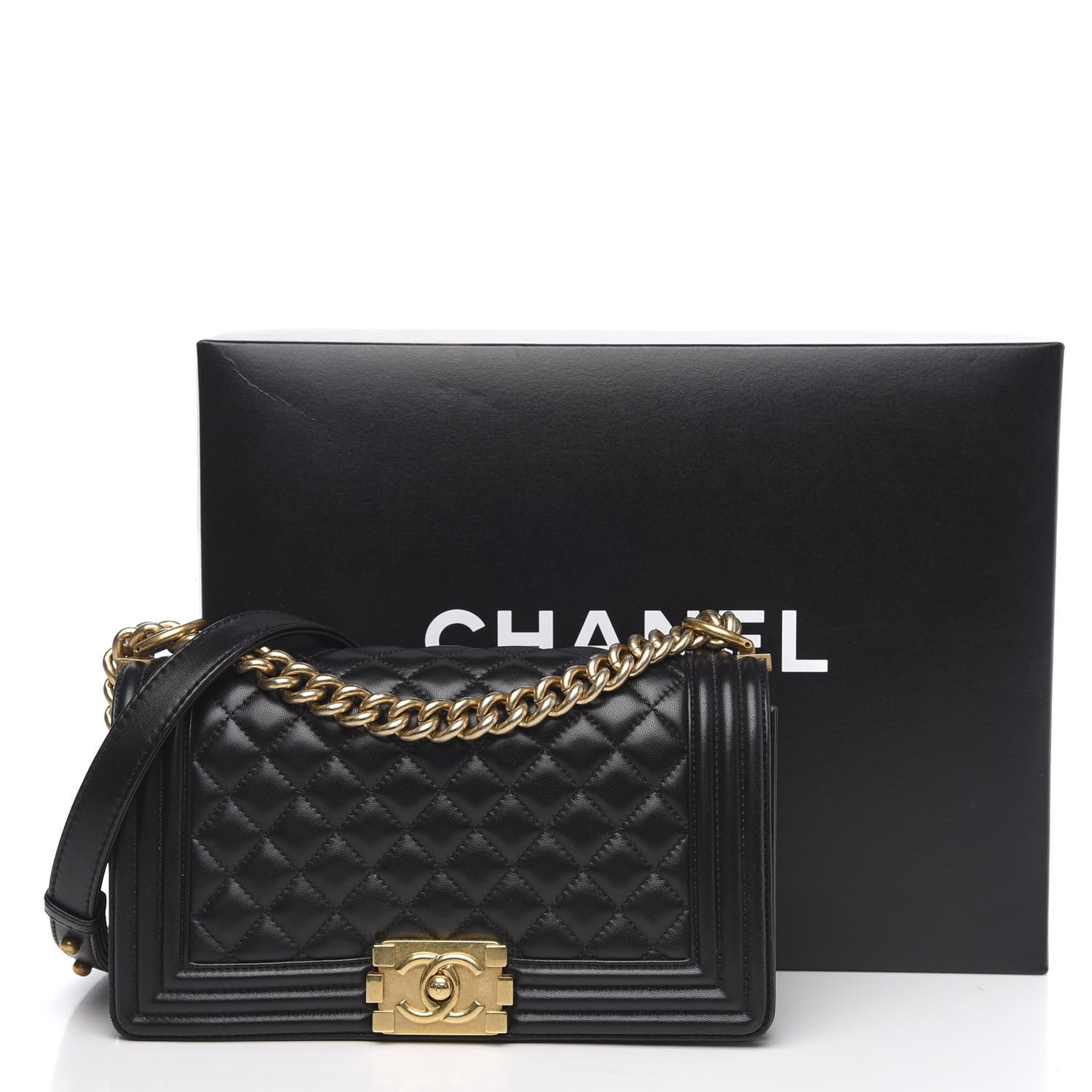 Chanel Lambskin Quilted Medium Boy Flap Black 15 of 15