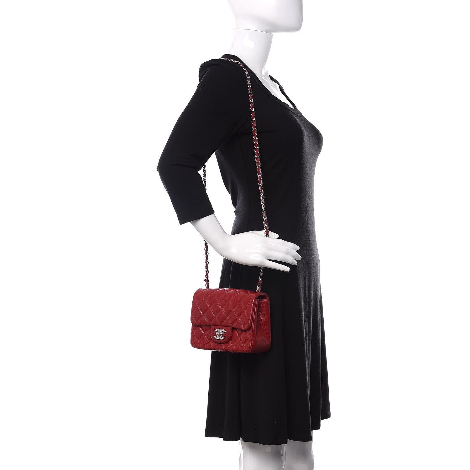 Chanel Caviar Quilted Mini Square Flap Red 2 of 10