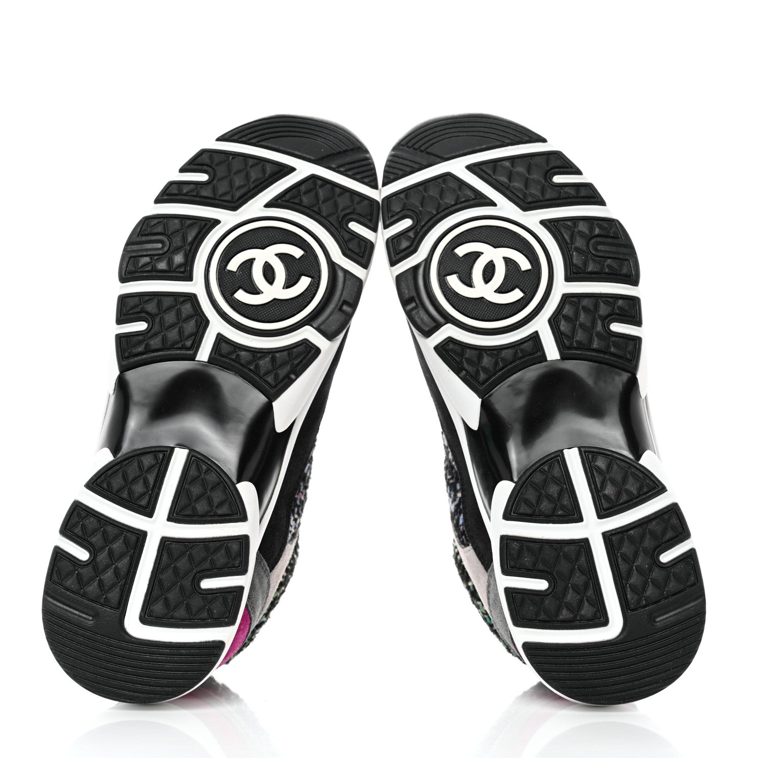 Chanel Tweed Suede CC Sneakers 36.5 Grey Pink Multicolor 5 of 9