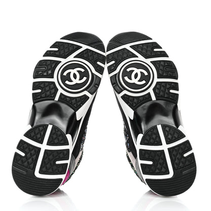 Chanel Tweed Suede CC Sneakers 36.5 Grey Pink Multicolor 5 of 9