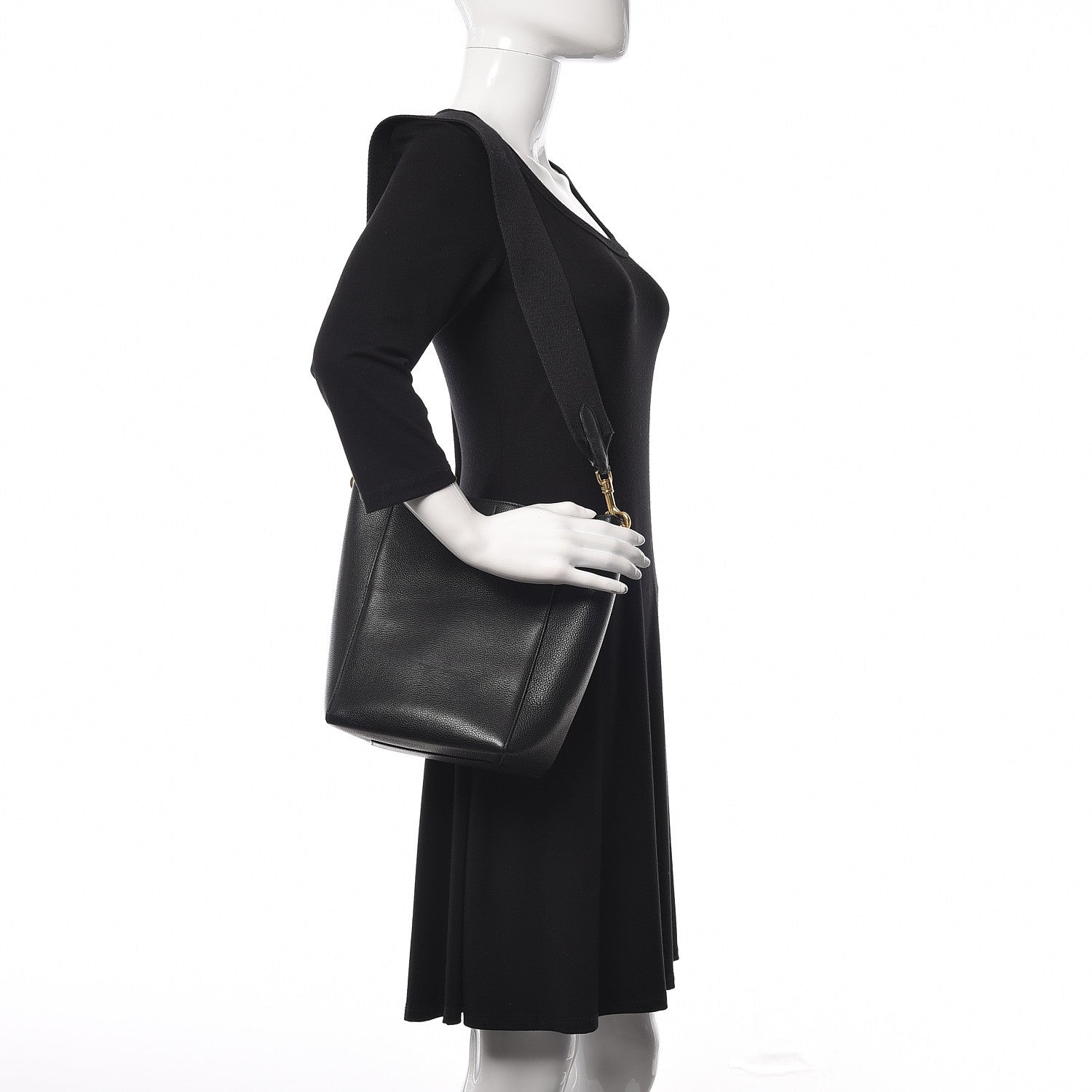Celine Soft Grained Calfskin Small Sangle Bucket Bag Black 2 of 8