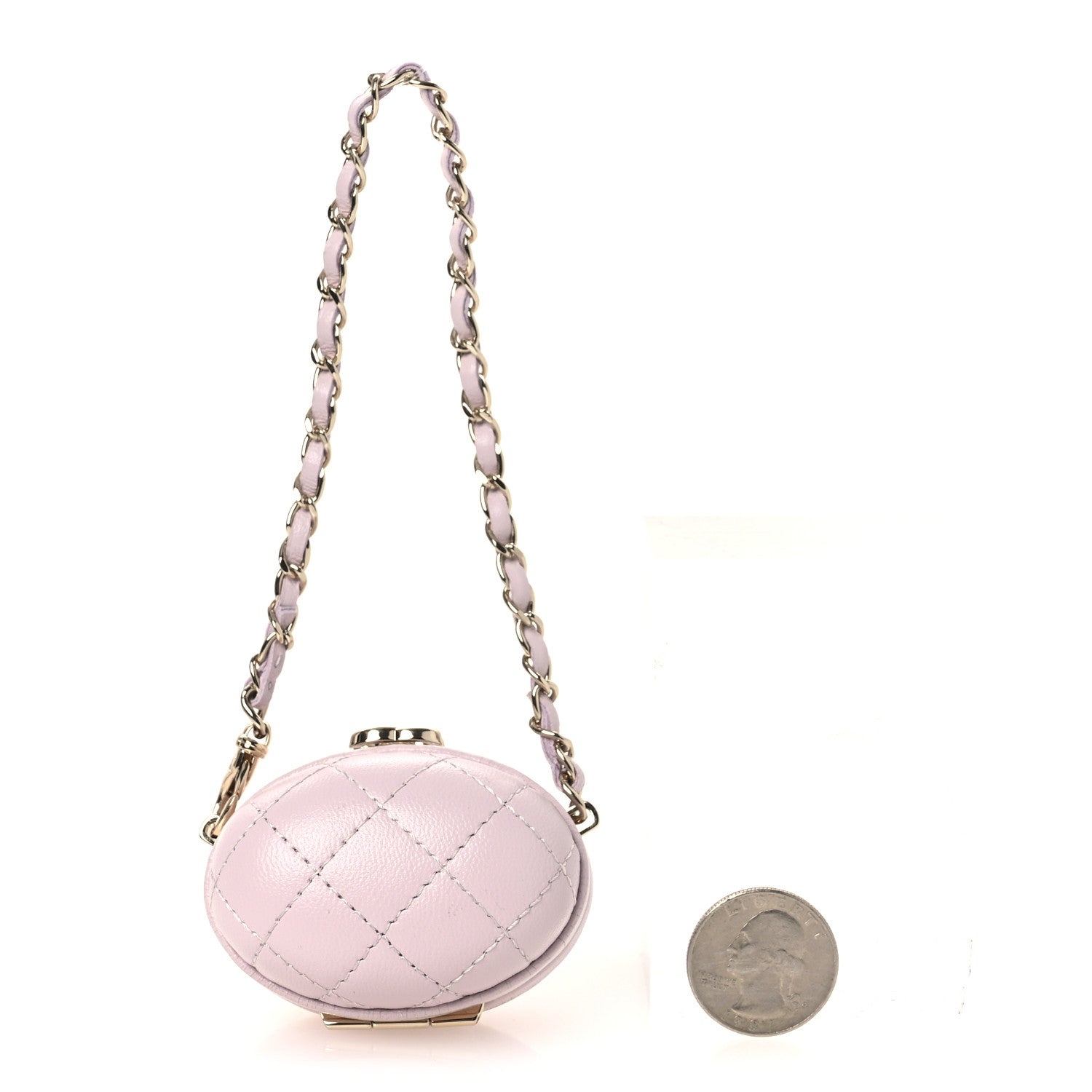 Chanel Lambskin Quilted Oval Mini Bag Charm Light Purple 2 of 7