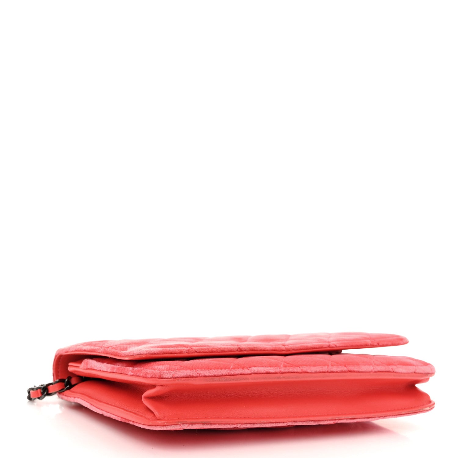 Chanel Velvet Quilted Wallet On Chain WOC Coral 4 of 11