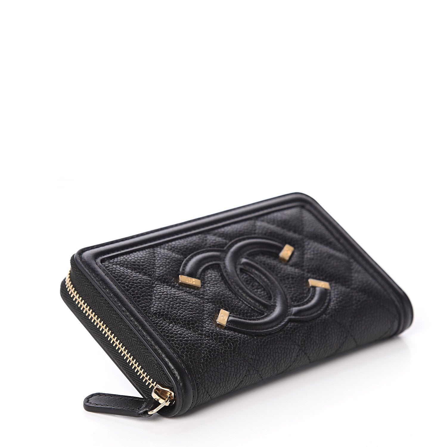 Chanel Caviar Quilted Medium Filigree Zip Around Wallet Black 3 of 7